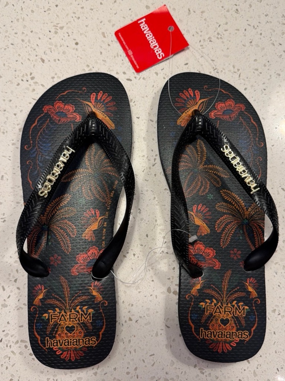 Havaianas x Farm Rio Black Floral Flip Flops